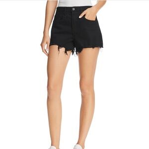 Blank NYC Black Jean Shorts with Frayed Hem